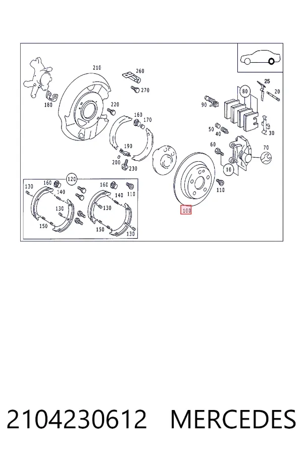Tarcza hamulcowa tylna 2104230612 Mercedes