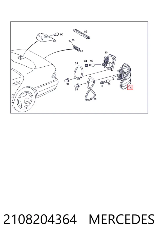 Lampa zespolona tylna lewa zewnętrzna 2108204364 Mercedes
