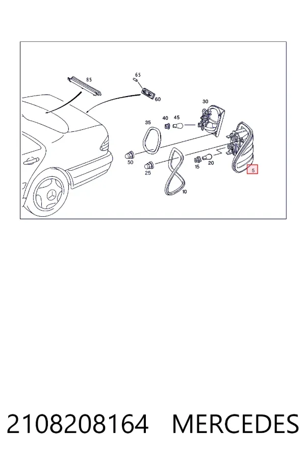 Lampa zespolona tylna lewa zewnętrzna 2108208164 Mercedes