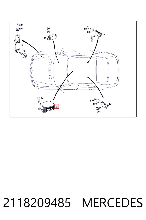 Sterownik poduszki bezpieczeństwa 2118209485 Mercedes