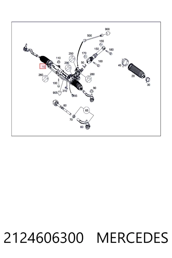 Listwa kierownicza (maglownica) 2124606300 Mercedes
