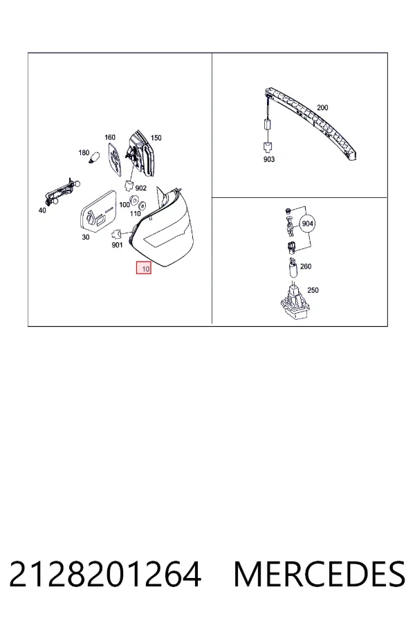 Lampa zespolona tylna prawa zewnętrzna 2128201264 Mercedes