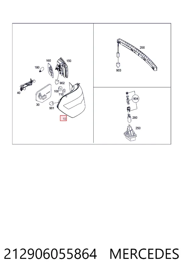 Lampa zespolona tylna lewa zewnętrzna 212906055864 Mercedes