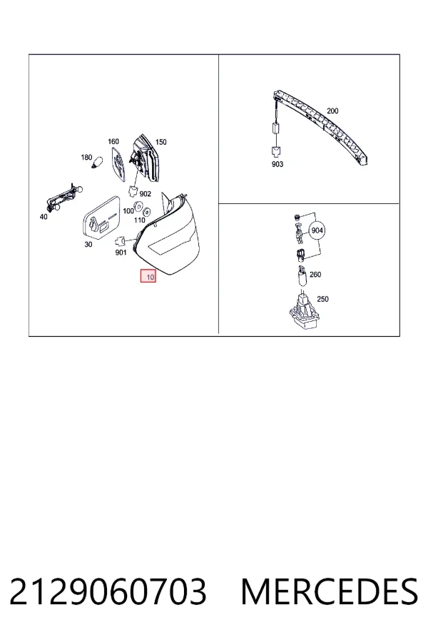Lampa zespolona tylna lewa zewnętrzna 2129060703 Mercedes