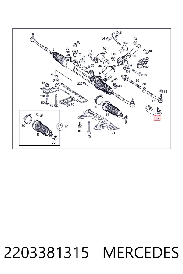 Końcówka drążka kierowniczego zewnętrzna 2203381315 Mercedes