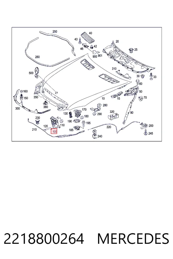 Zamek maski 2218800264 Mercedes
