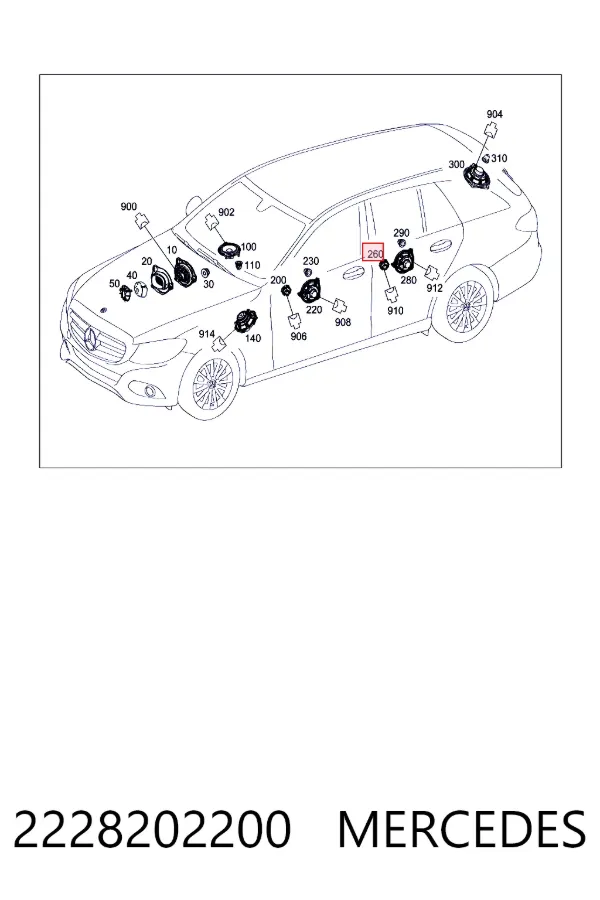Głośnik drzwi przednich 2228202200 Mercedes