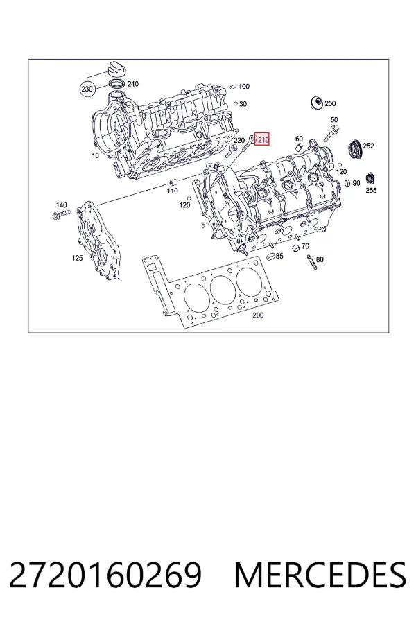 Śruba głowicy cylindrów 2720160269 Mercedes