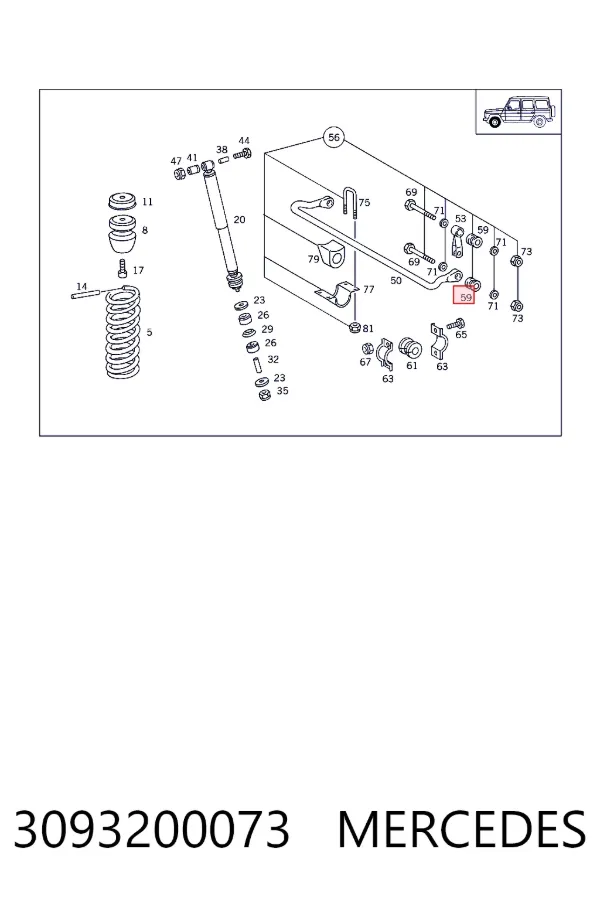 Tuleja stabilizatora tylnego zewnętrzna 3093200073 Mercedes