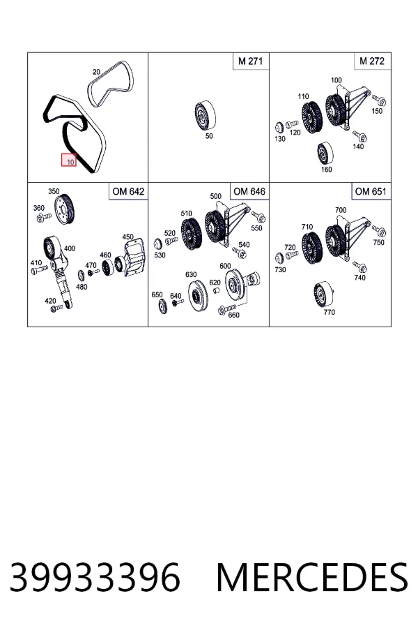 Pas napędowy mechanizmów 39933396 Mercedes