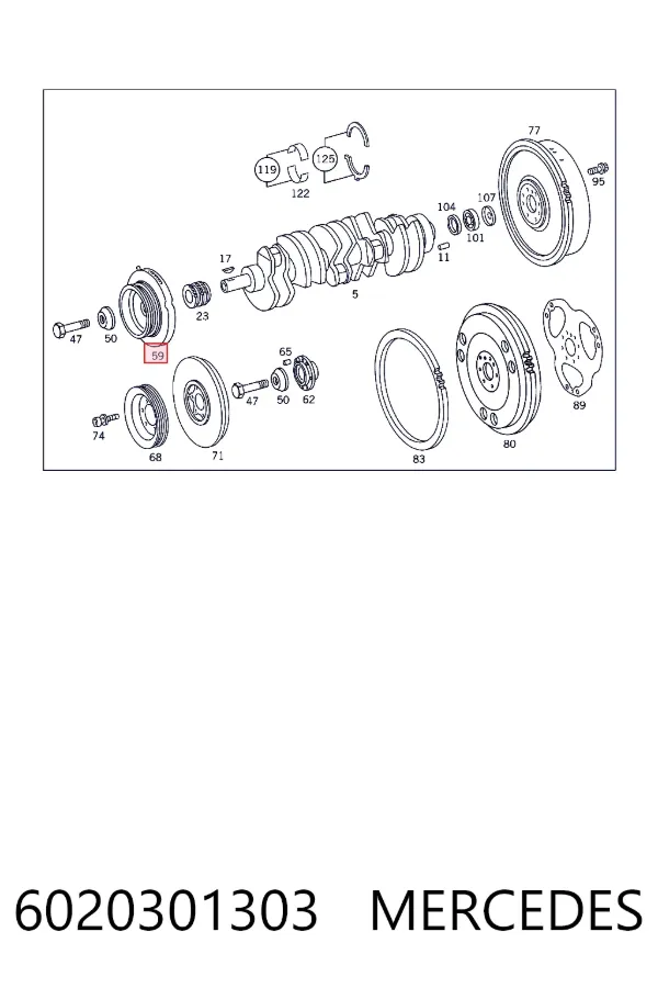 Koło pasowe wału korbowego 6020301303 Mercedes