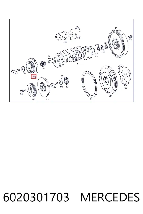 Koło pasowe wału korbowego 6020301703 Mercedes