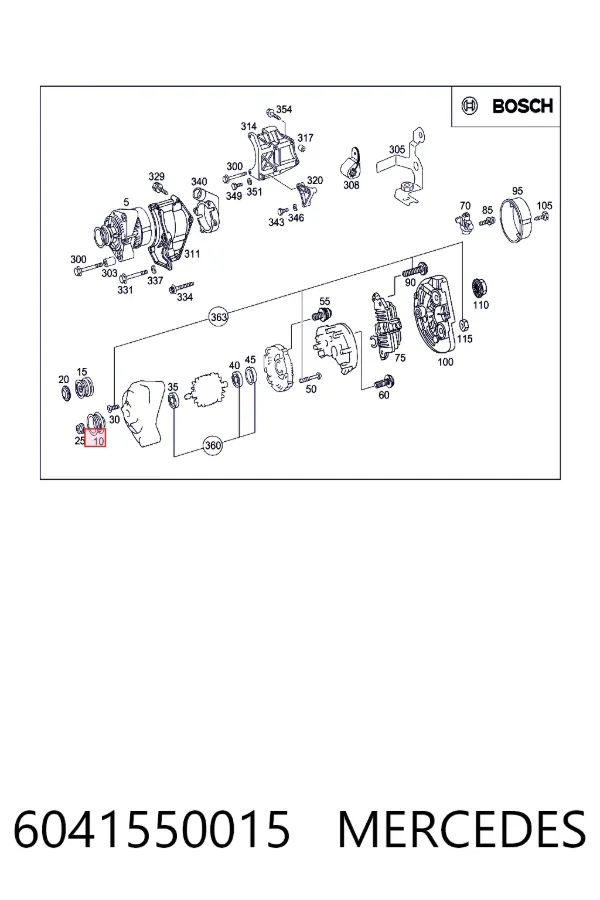 Koło pasowe alternatora 6041550015 Mercedes