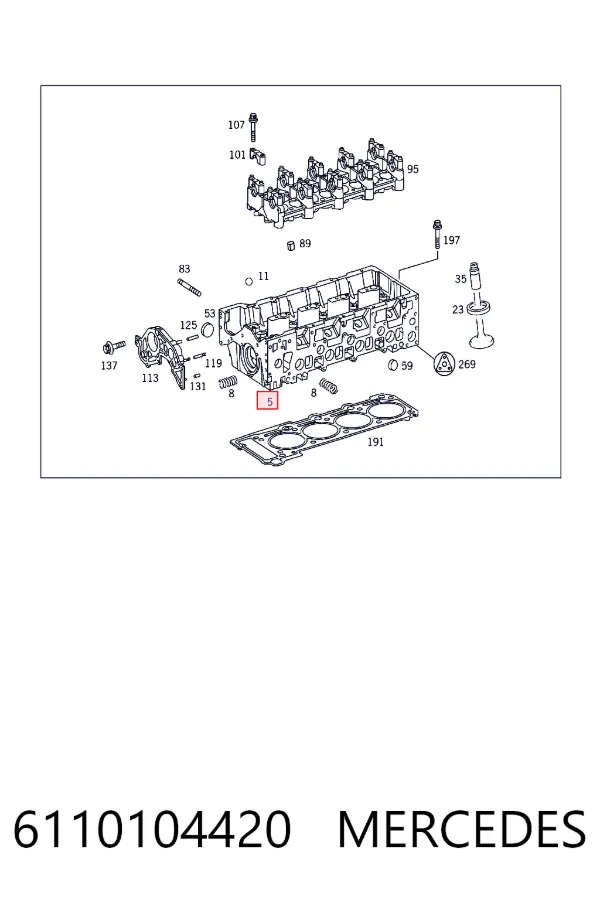 Głowica cylindrów 6110104420 Mercedes