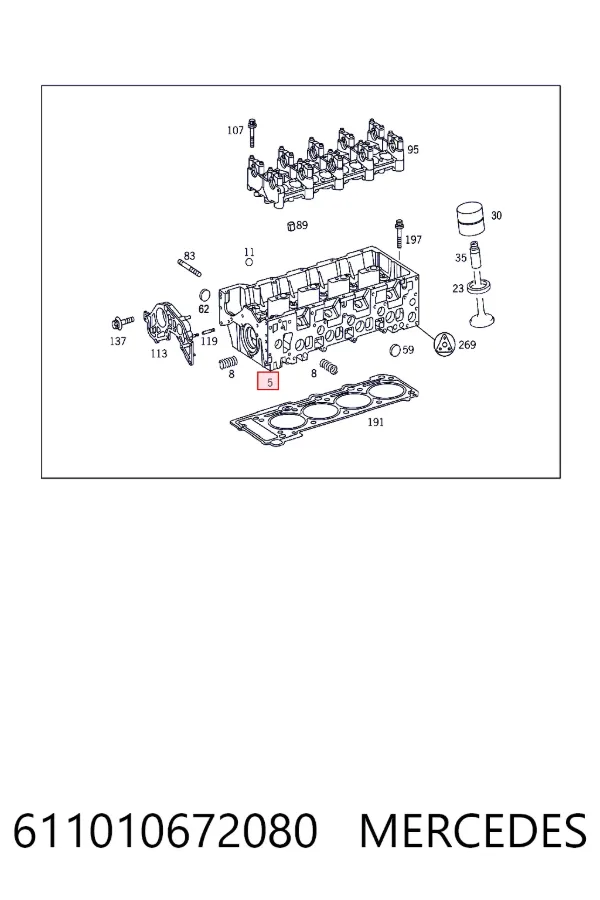 Głowica cylindrów 611010672080 Mercedes