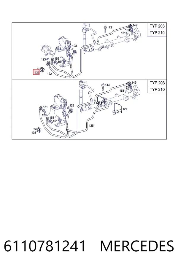 Klips mocujący przewód paliwowy 6110781241 Mercedes