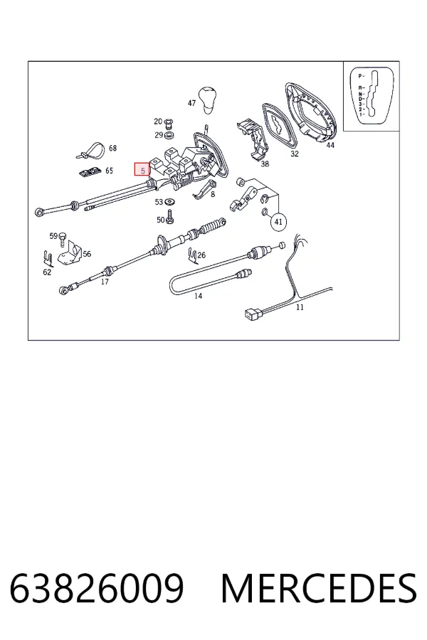 Mechanizm zmiany biegów (cięgno) 63826009 Mercedes