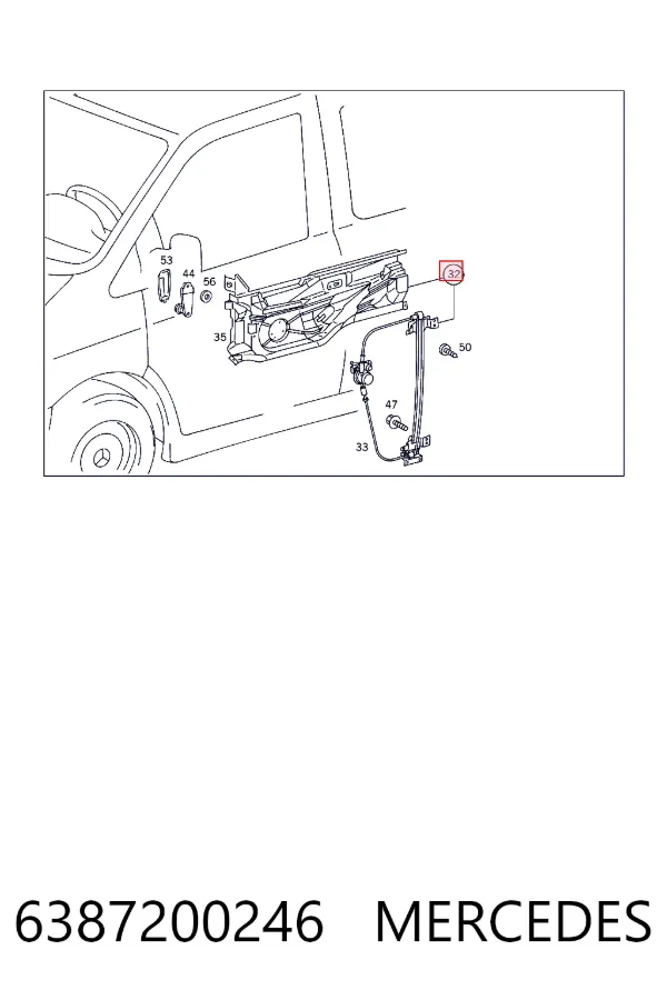 Mechanizm podnoszenia szyby drzwi przednich lewych 6387200246 Mercedes
