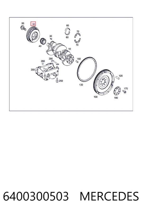 Koło pasowe wału korbowego 6400300503 Mercedes