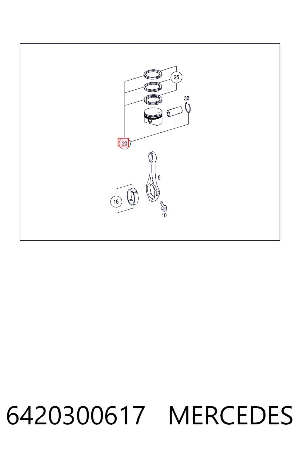 Tłok, komplet do jednego cylindru, STD 6420300617 Mercedes