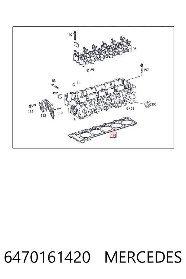 Uszczelka głowicy cylindrów 6470161420 Mercedes