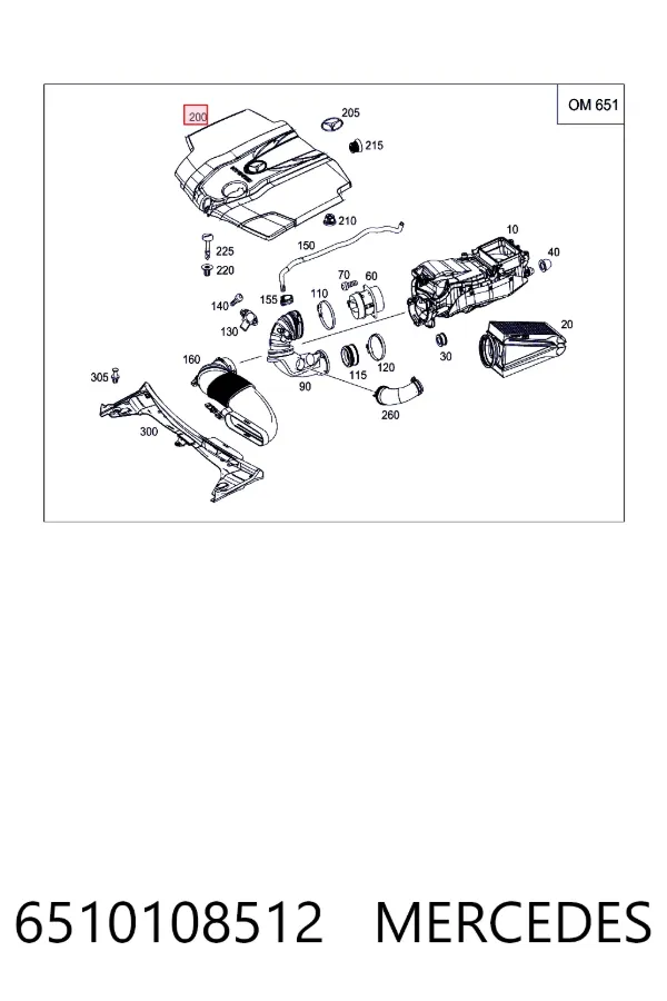 Pokrywa silnika dekoracyjna 6510108512 Mercedes