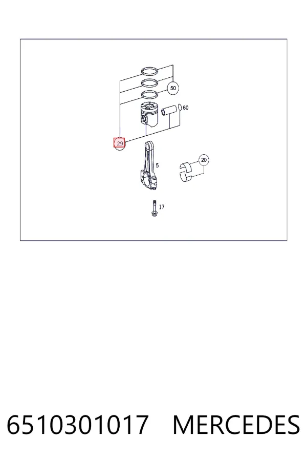Tłok, komplet do jednego cylindru, STD 6510301017 Mercedes