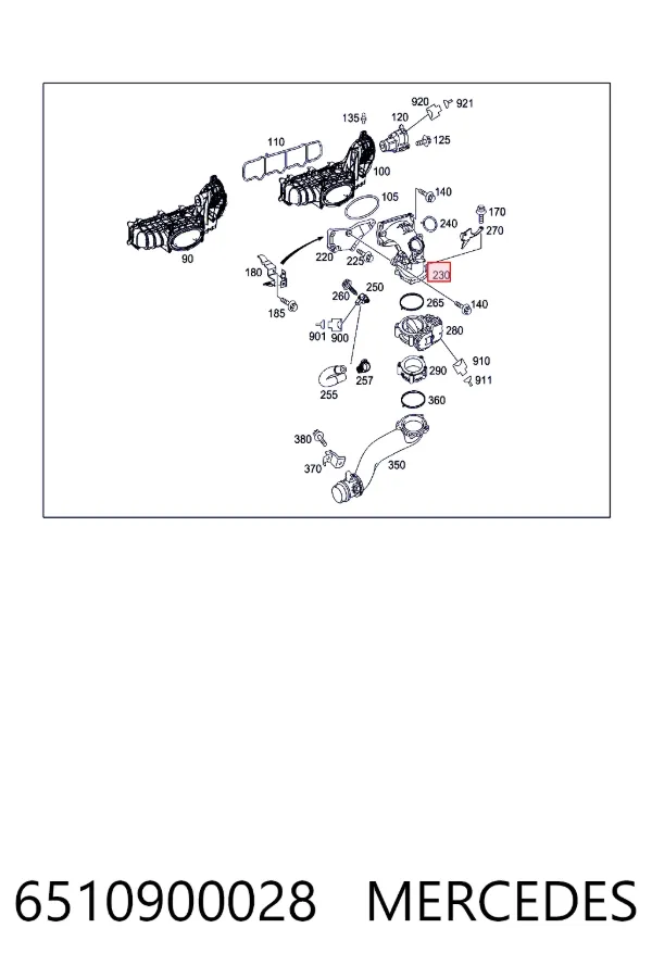 Króciec powietrza, przepustnicy 6510900028 Mercedes