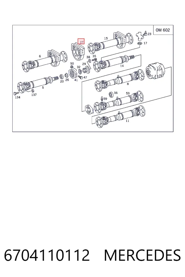 Łożysko podwieszane wału Cardana 6704110112 Mercedes