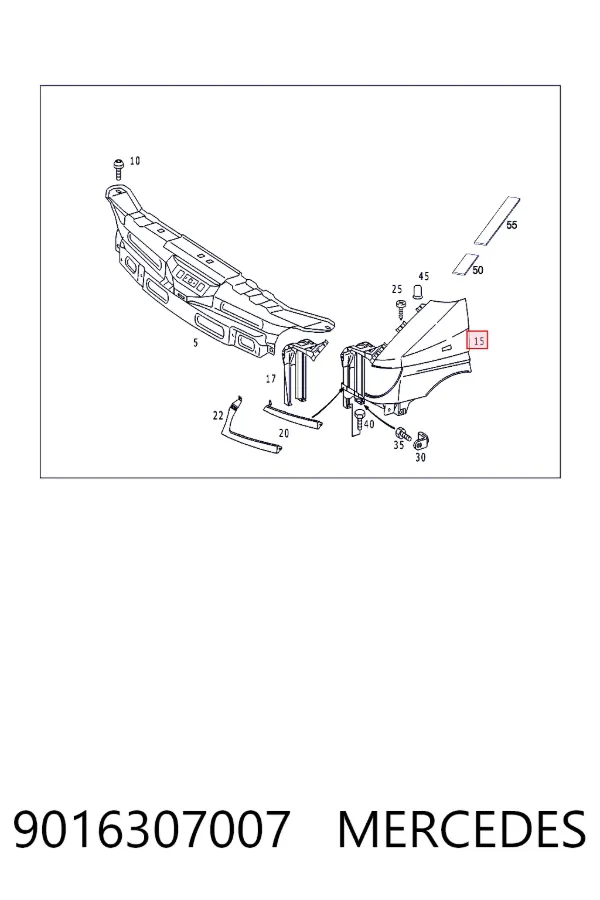 Błotnik przedni prawy 9016307007 Mercedes