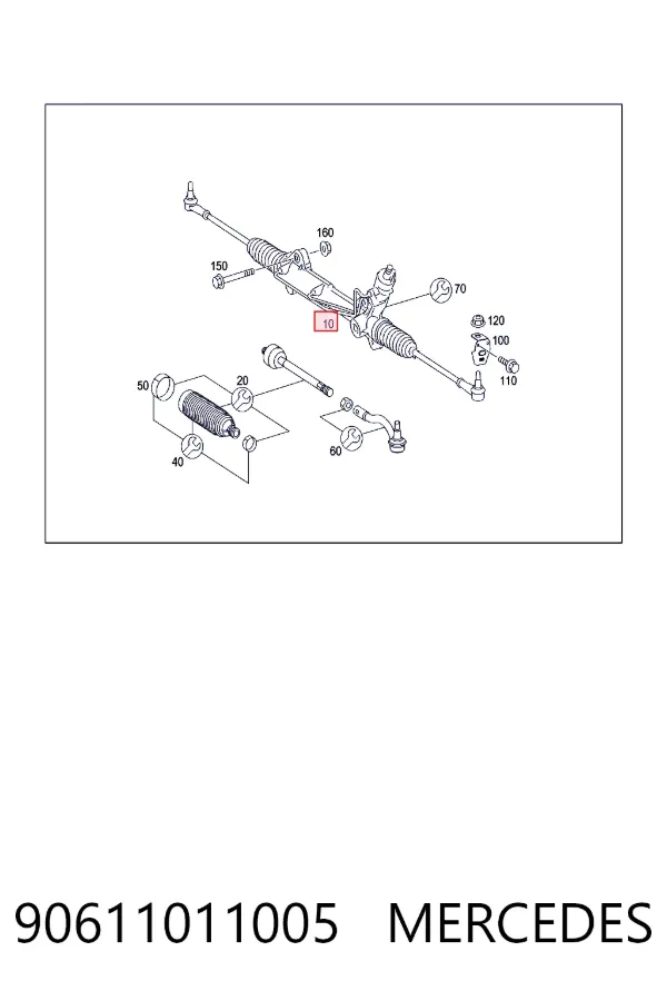 Listwa kierownicza (maglownica) 90611011005 Mercedes