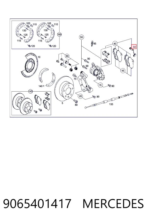 Czujnik zużycia klocków hamulcowych przedni 9065401417 Mercedes