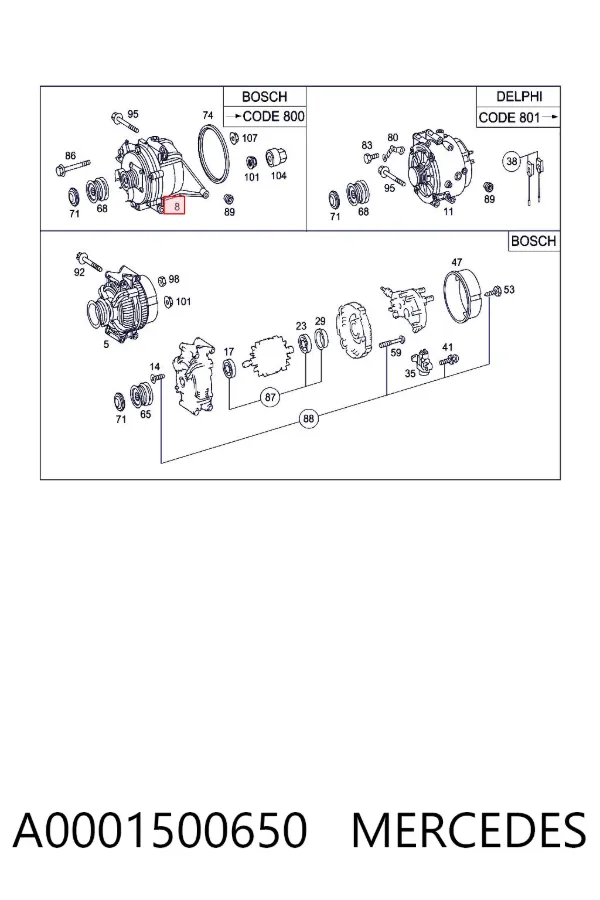 Alternator A0001500650 Mercedes