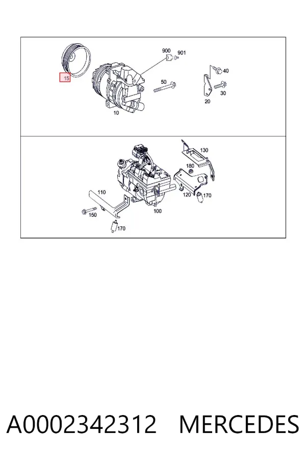Sprężarka klimatyzacji A0002342312 Mercedes