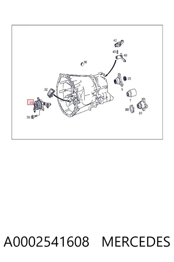 Cylinder roboczy sprzęgła (wysprzęglik) w komplecie z łożyskiem wyciskowym A0002541608 Mercedes