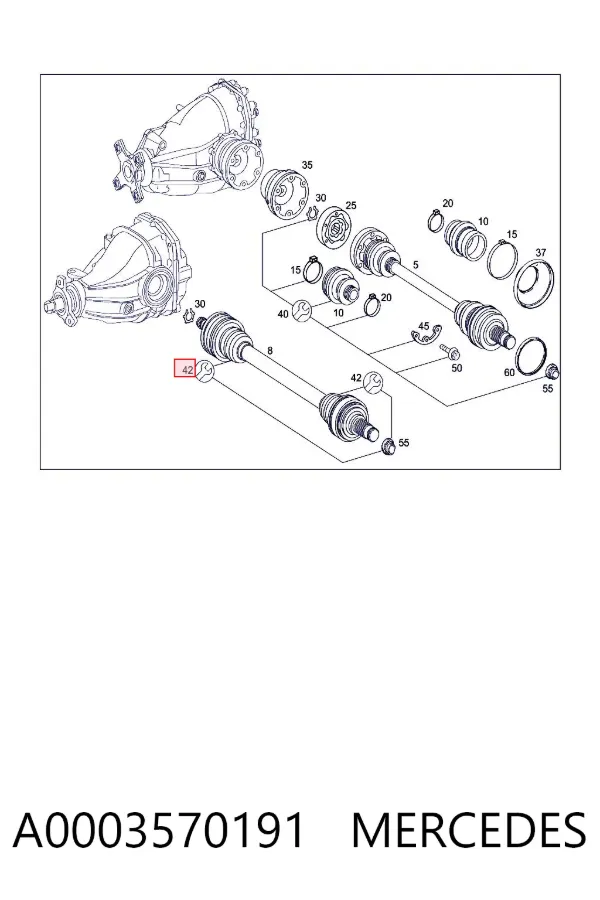 Osłona przegubu homokinetycznego półosi tylnej wewnętrzna A0003570191 Mercedes