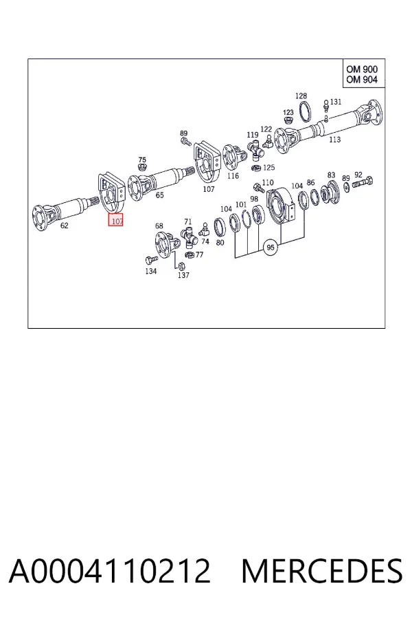 Łożysko podwieszane wału Cardana A0004110212 Mercedes