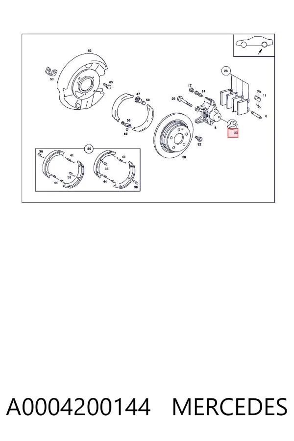 Zestaw naprawczy zacisku hamulcowego tylnego A0004200144 Mercedes