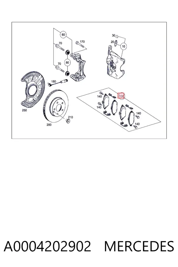 Klocki hamulcowe przednie tarczowe A0004202902 Mercedes