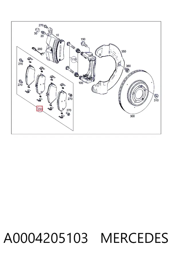 Klocki hamulcowe przednie tarczowe A0004205103 Mercedes