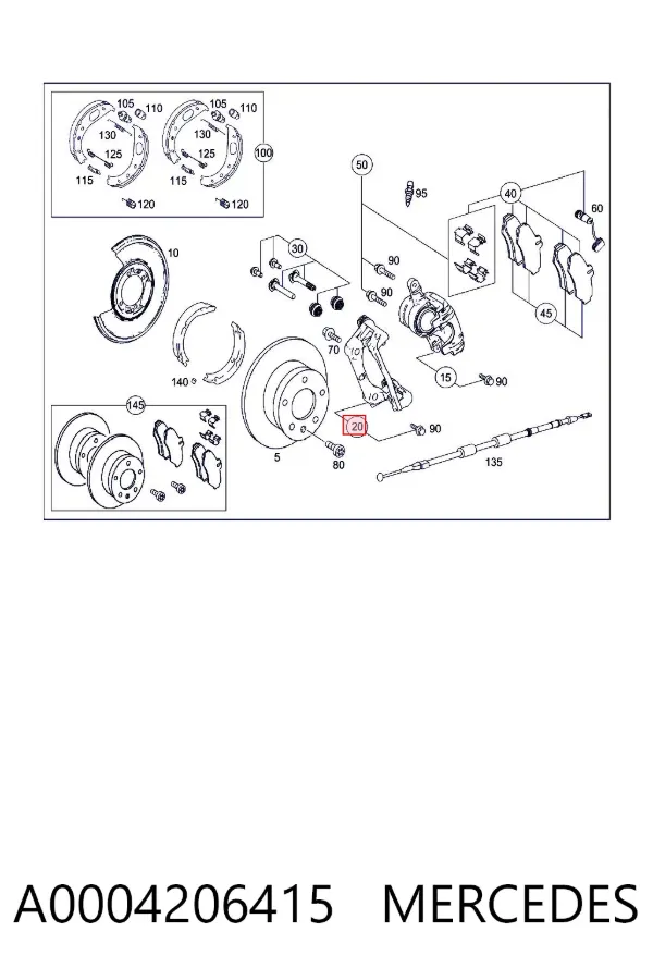 Jarzmo zacisku hamulcowego tylnego A0004206415 Mercedes