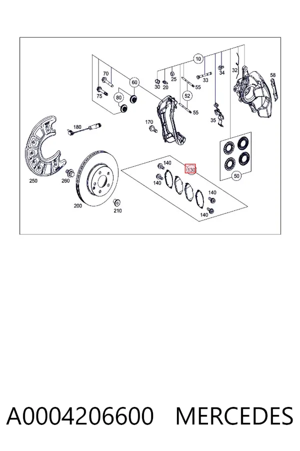 Klocki hamulcowe przednie tarczowe A0004206600 Mercedes