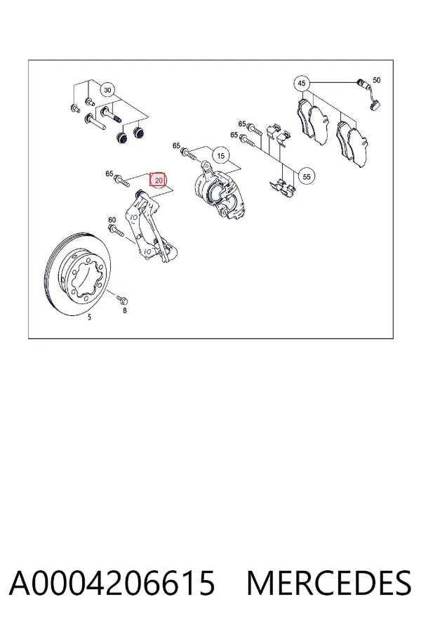 Jarzmo zacisku hamulcowego tylnego A0004206615 Mercedes