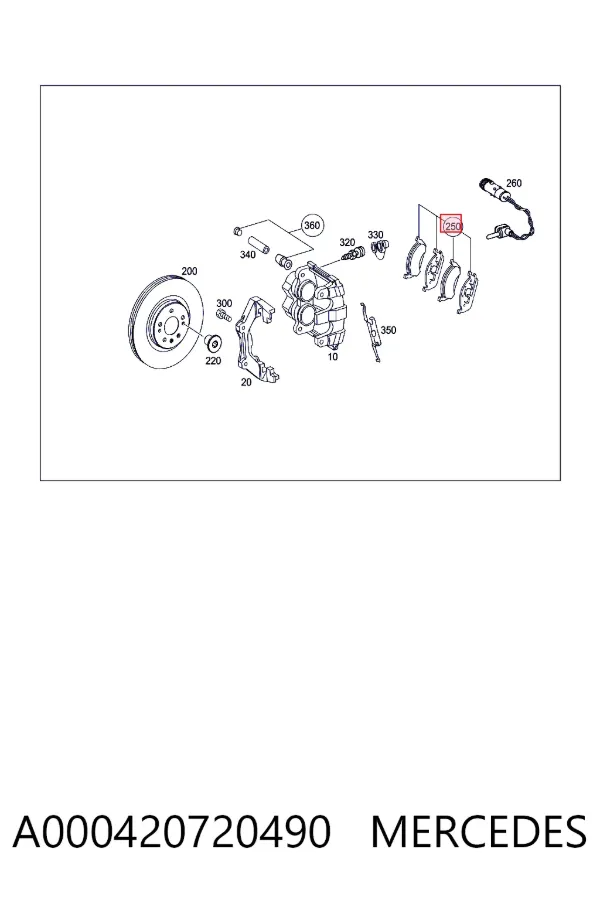 Klocki hamulcowe przednie tarczowe A000420720490 Mercedes