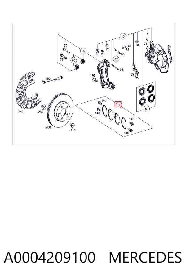 Klocki hamulcowe przednie tarczowe A0004209100 Mercedes
