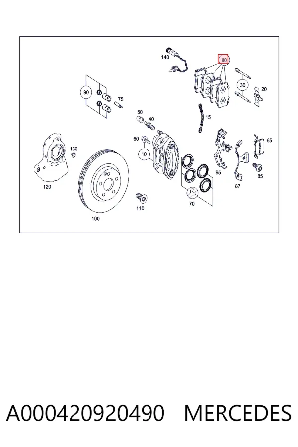 Klocki hamulcowe przednie tarczowe A000420920490 Mercedes