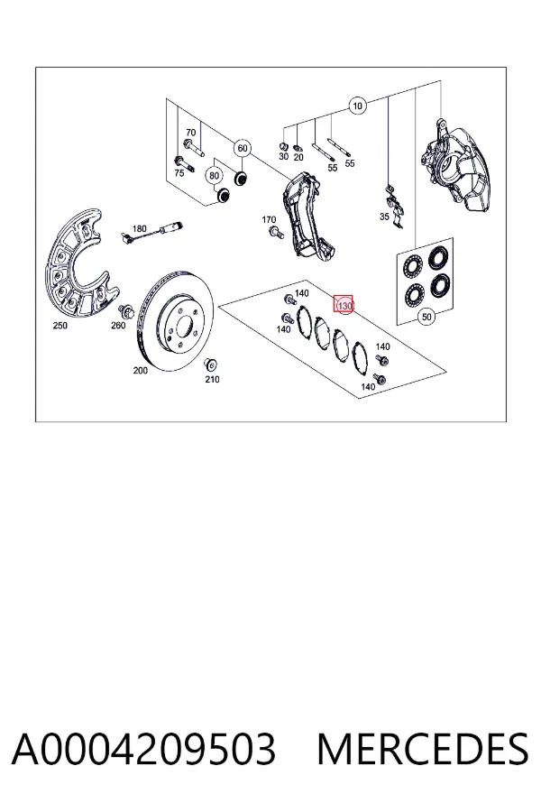 Klocki hamulcowe przednie tarczowe A0004209503 Mercedes