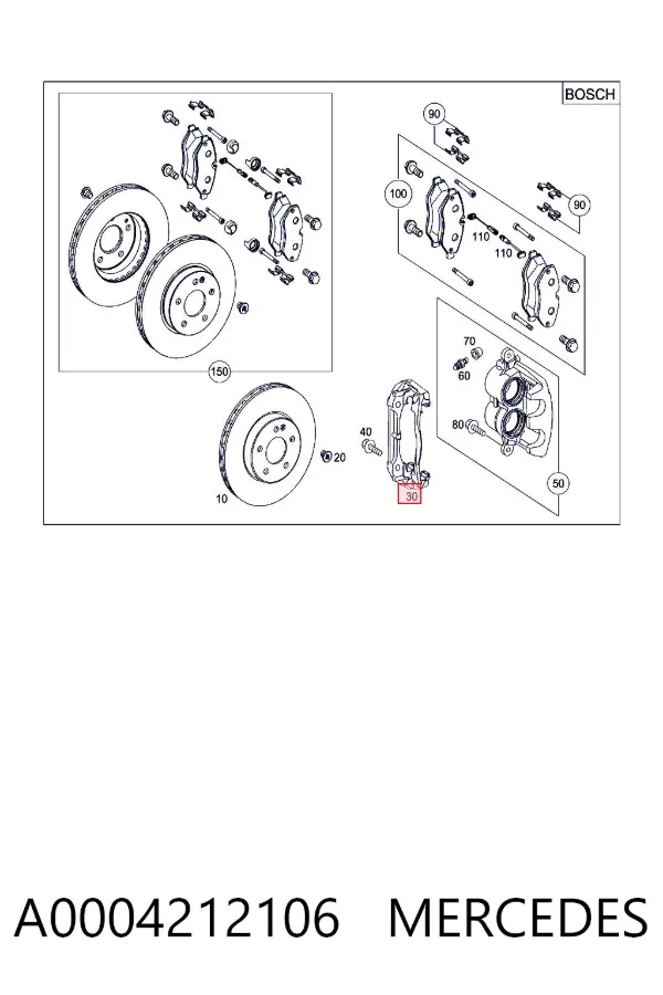 Jarzmo zacisku hamulcowego przedniego A0004212106 Mercedes