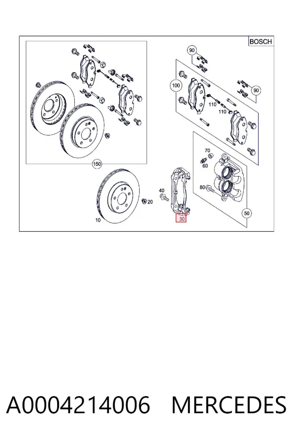 Jarzmo zacisku hamulcowego przedniego A0004214006 Mercedes