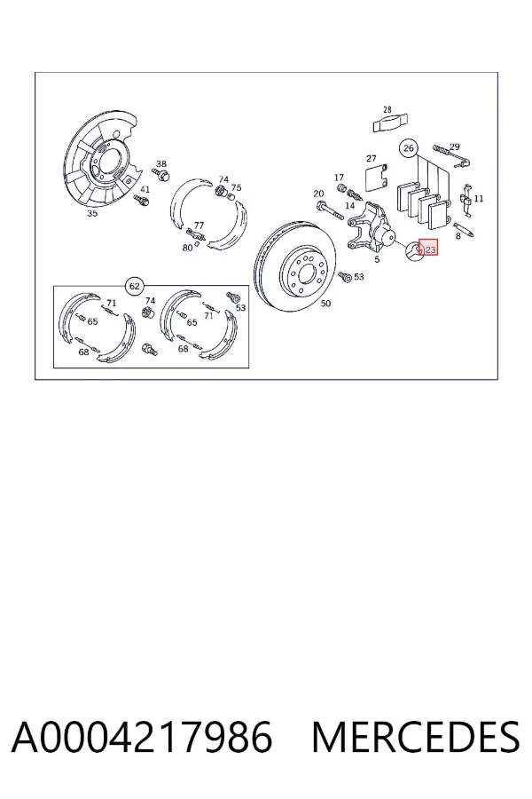 Zestaw naprawczy zacisku hamulcowego tylnego A0004217986 Mercedes